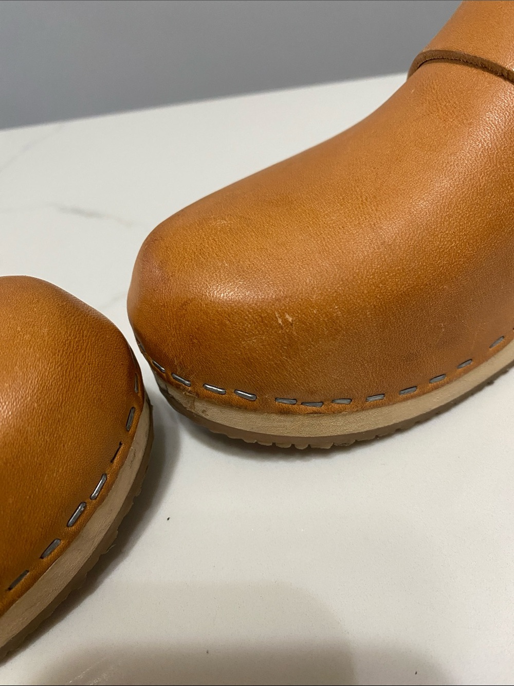 Lotta From Stockholm Tan Leather Slip-On Clogs SIZE 37 6.5 or 7 - Picture 9 of 9